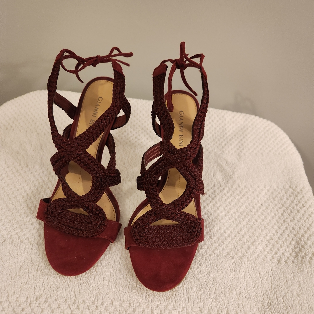 Gianni Bini Burgundy Heeled Sandals
